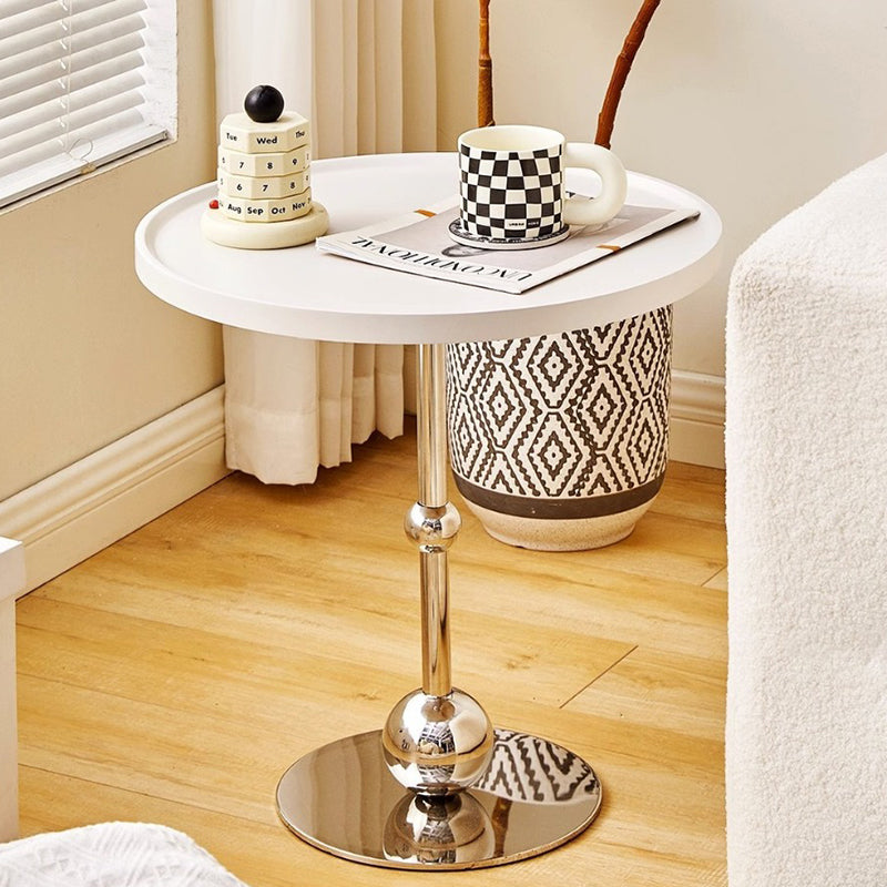 Modern Round Glass Iron Tray Side Table