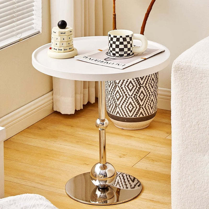 Modern Round Glass Iron Tray Side Table