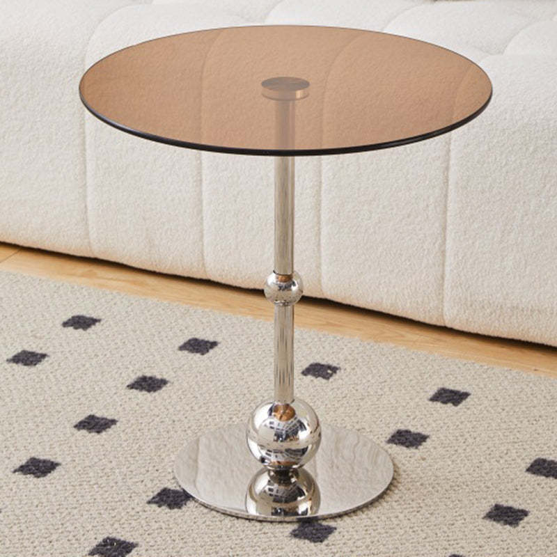 Modern Round Glass Iron Tray Side Table