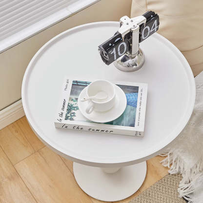 Modern Round Glass Iron Tray Side Table