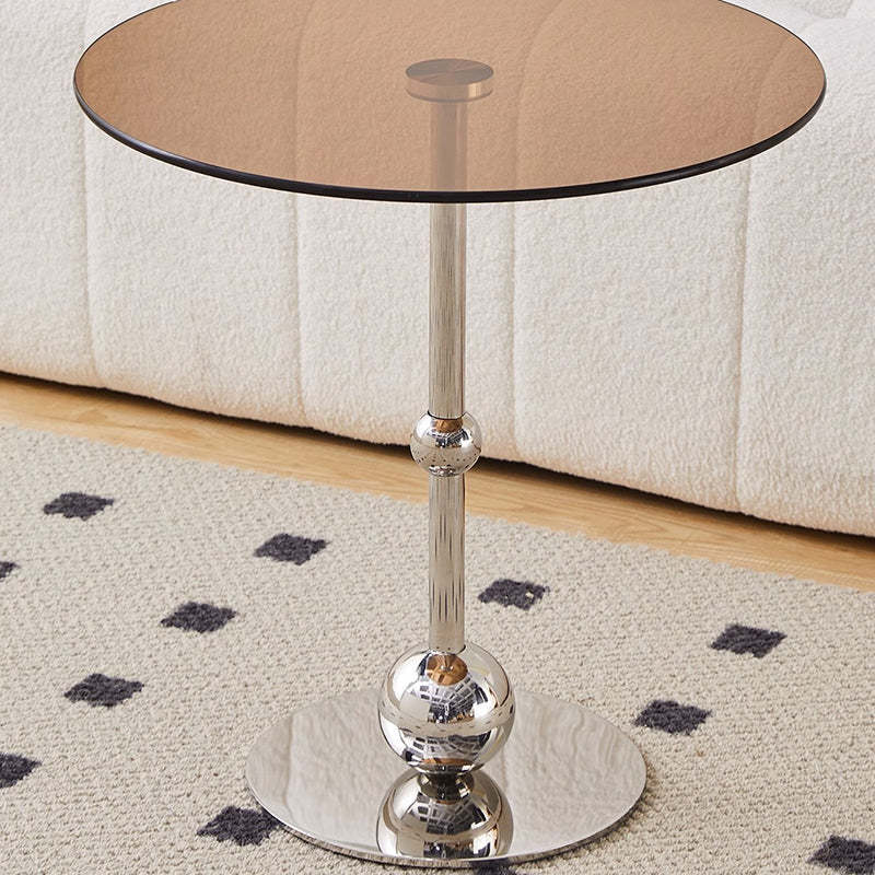 Modern Round Glass Iron Tray Side Table