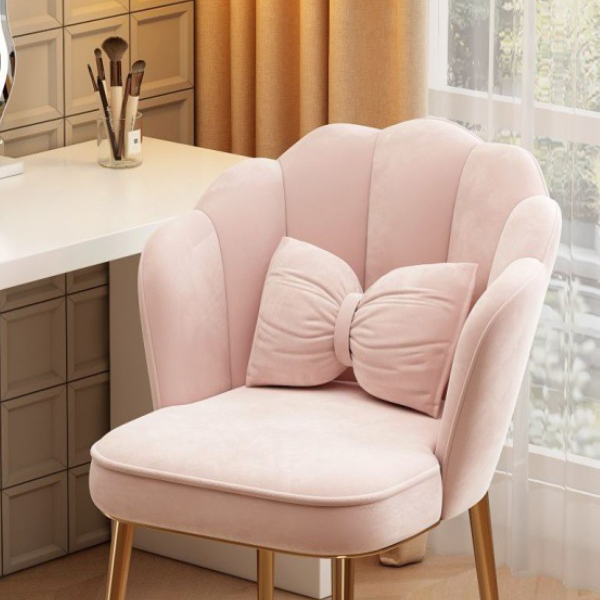Nordic Fabric Vanity Stool with Armrest