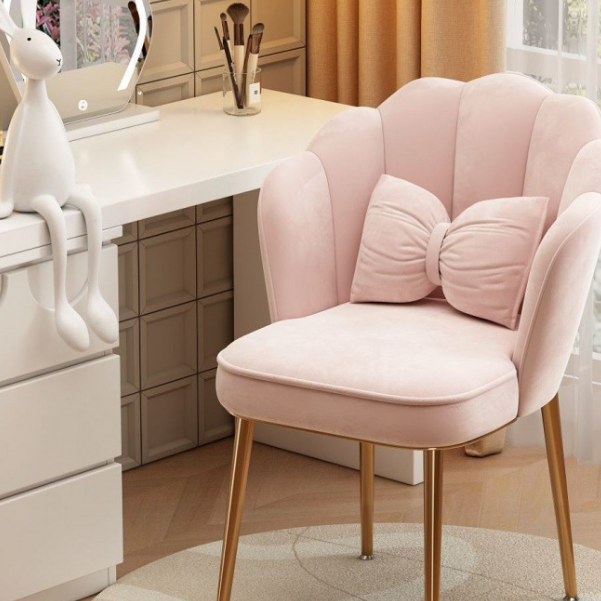 Nordic Fabric Vanity Stool with Armrest