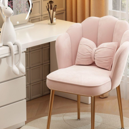 Nordic Fabric Vanity Stool with Armrest
