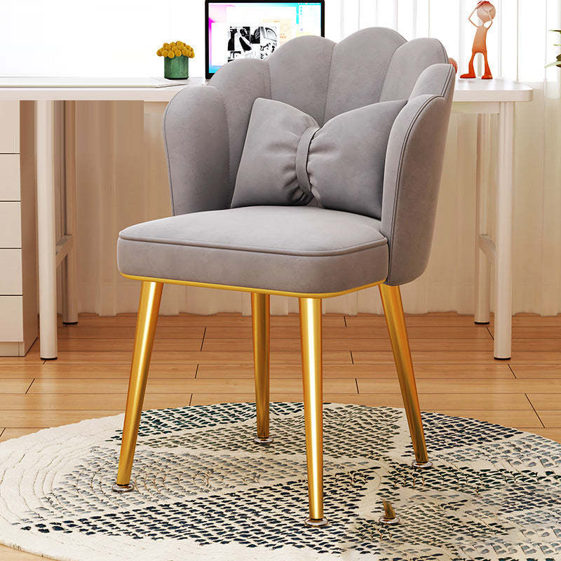 Nordic Fabric Vanity Stool with Armrest — Gray