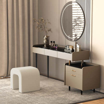 Scandinavian Geometric Lambswool Vanity Stool — White