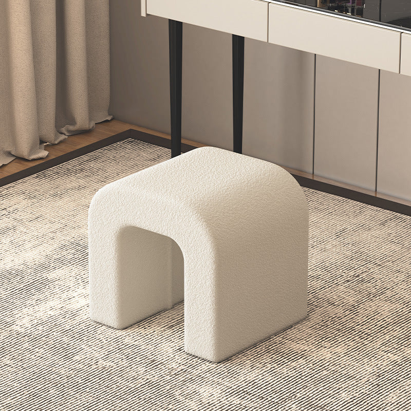 Scandinavian Geometric Lambswool Vanity Stool — Gray