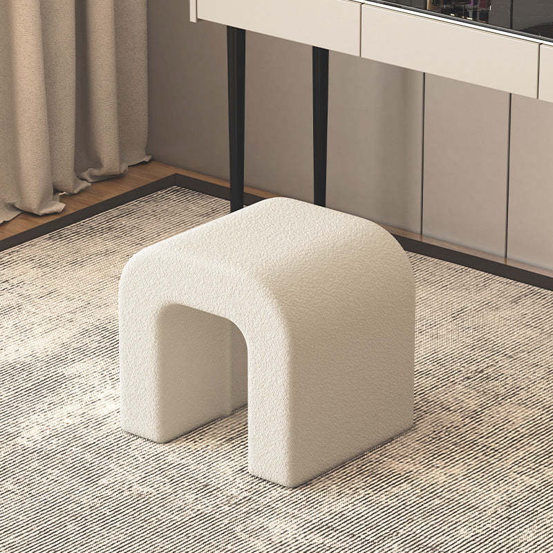 Scandinavian Geometric Lambswool Vanity Stool — Gray