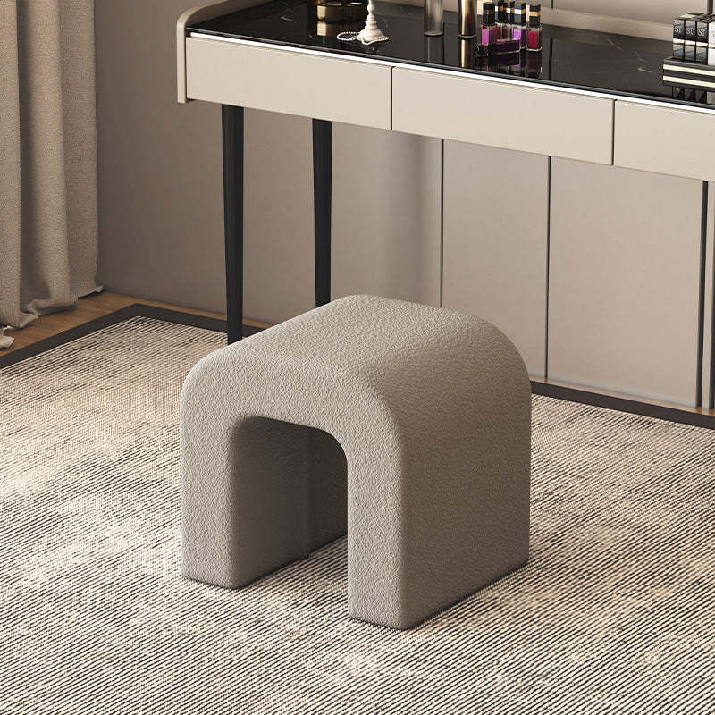 Scandinavian Geometric Lambswool Vanity Stool — Khaki