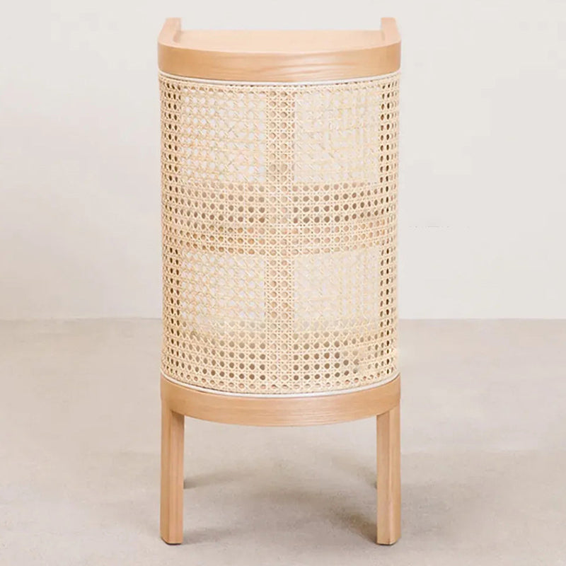 Rustic Wood Rattan 2-Cabinet Nightstand