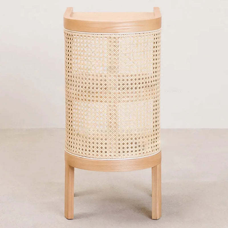 Rustic Wood Rattan 2-Cabinet Nightstand