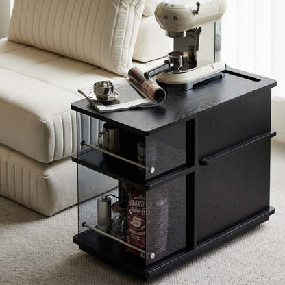 Contemporary Square Glass Side Cabinet