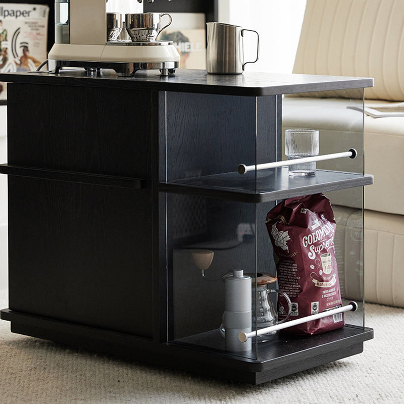 Contemporary Square Glass Side Cabinet