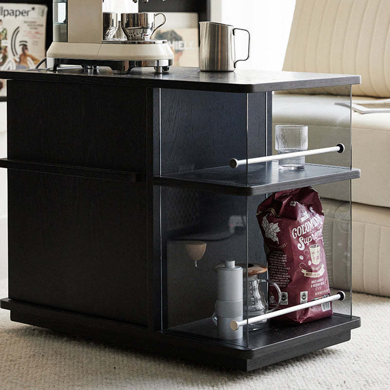 Contemporary Square Glass Side Cabinet