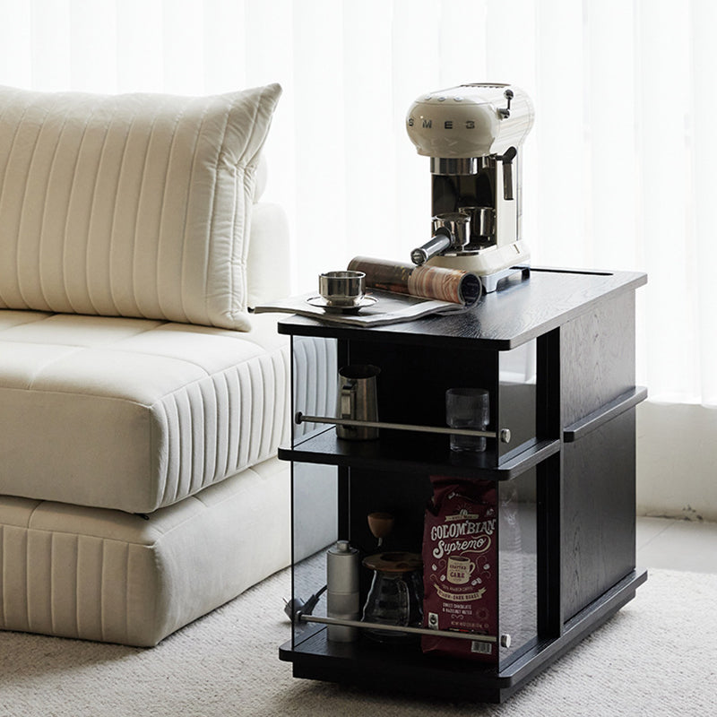 Vintage Rectangular Wood Glass 3-Tier Coffee Table
