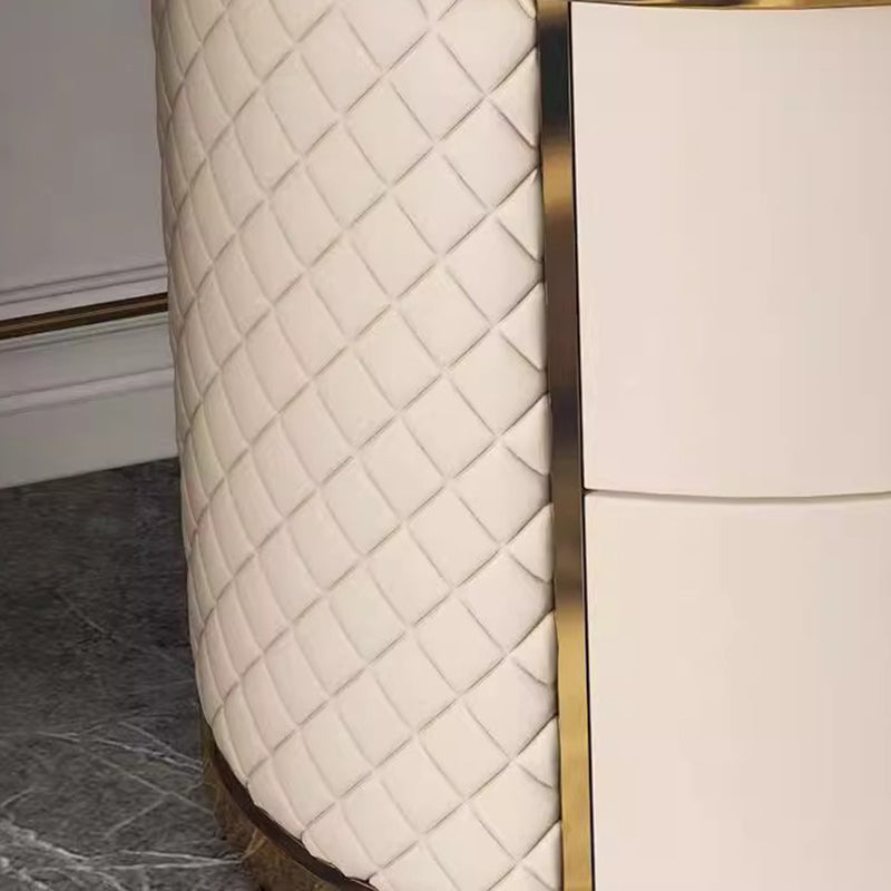 Nordic Round Marble 2-Drawer Nightstand