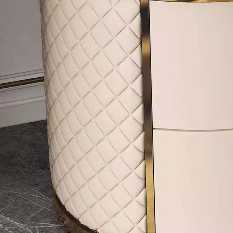 Nordic Round Marble 2-Drawer Nightstand