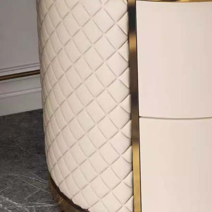 Nordic Round Marble 2-Drawer Nightstand