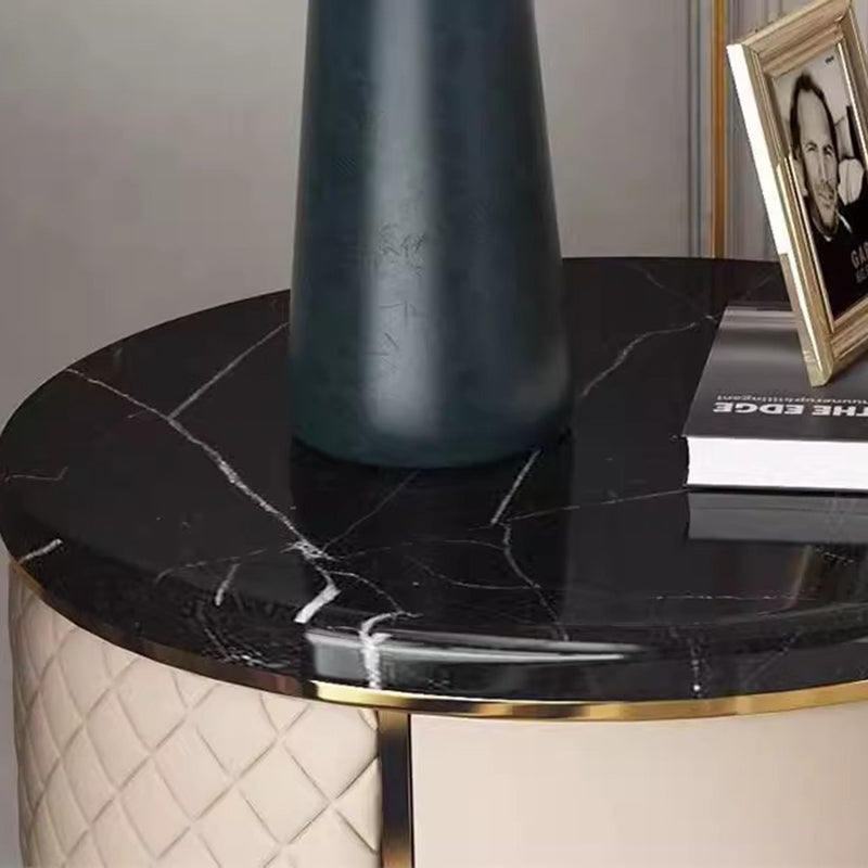 Nordic Round Marble 2-Drawer Nightstand