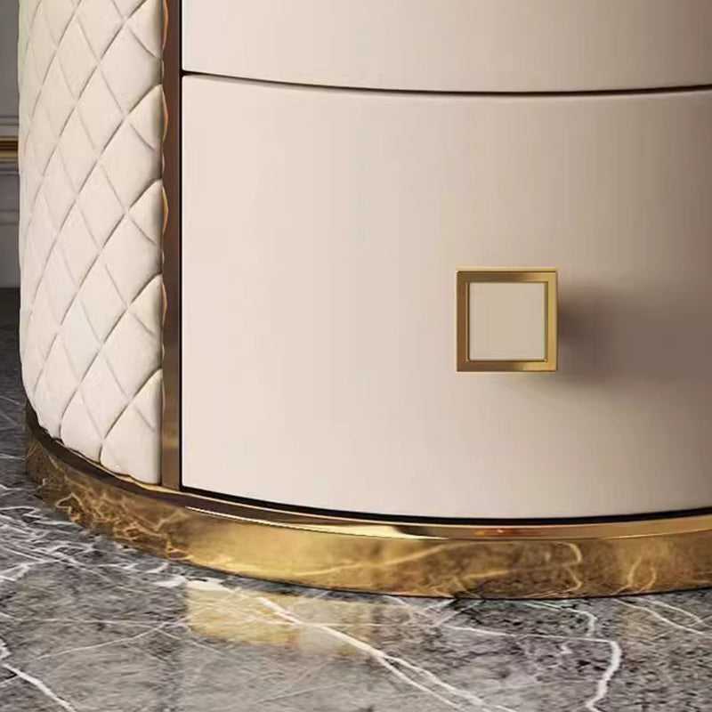 Nordic Round Marble 2-Drawer Nightstand