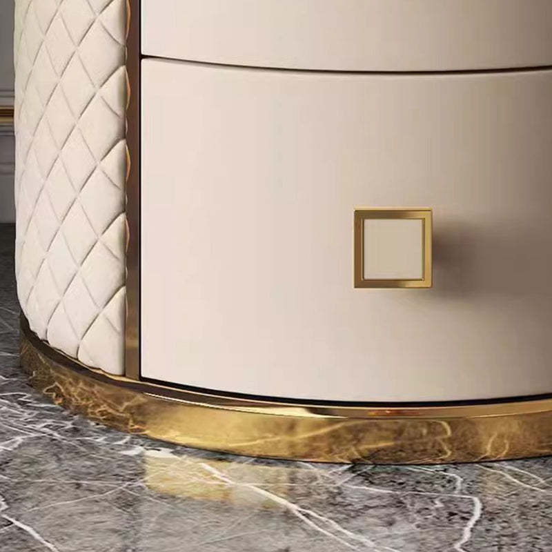 Nordic Round Marble 2-Drawer Nightstand