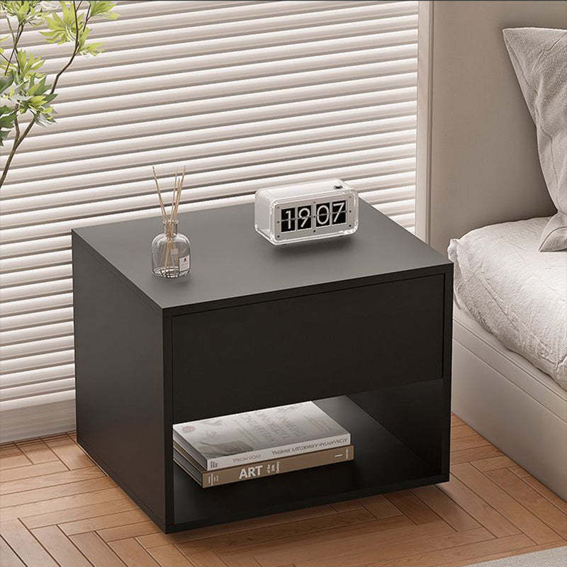 Minimalist 1-Drawer Nightstand — A / Black