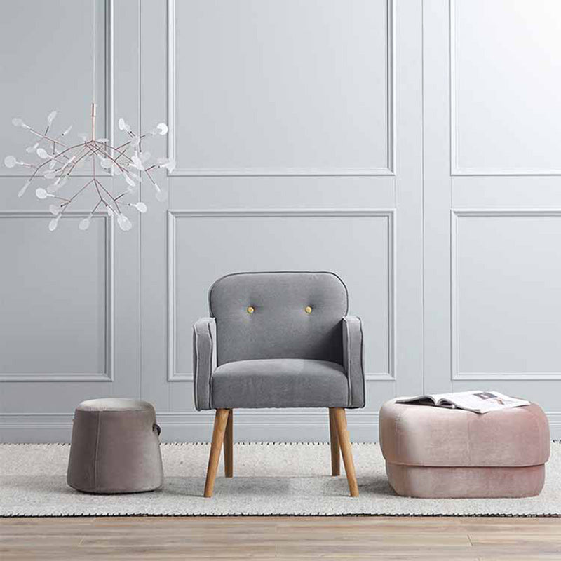 Modern Round Fabric Footstool — A / Sky Blue