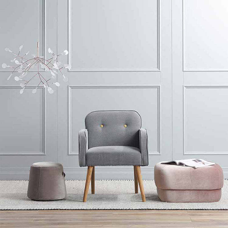 Modern Round Fabric Footstool — A / Sky Blue