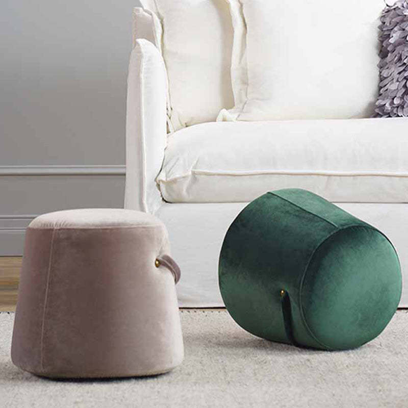 Modern Round Fabric Footstool — A / Dark Blue