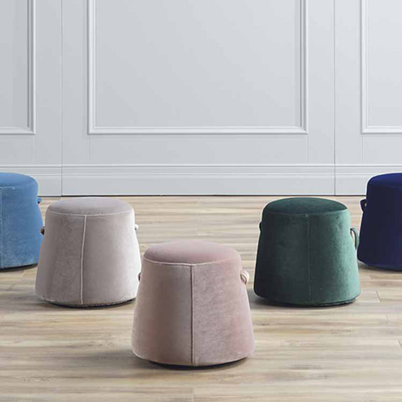 Modern Round Fabric Footstool — A / Pink