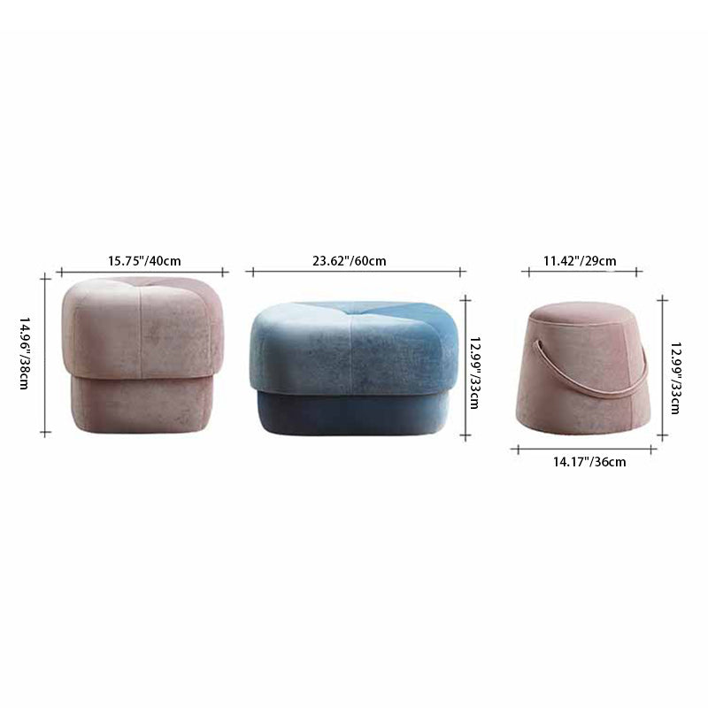 Modern Round Fabric Footstool — A / Green