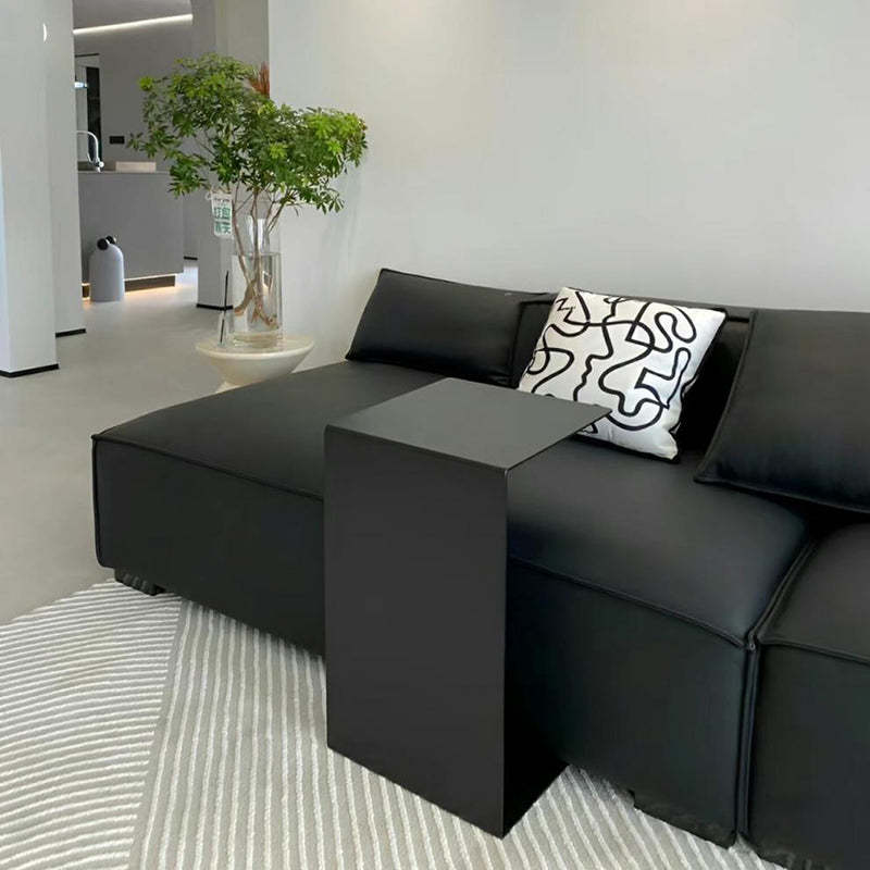 Minimalist Geometric Steel 2-Tier End Table — Black