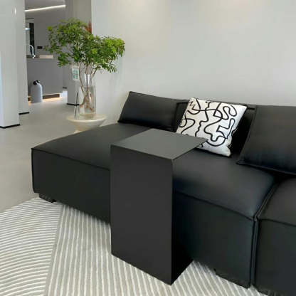 Minimalist Geometric Steel 2-Tier End Table — Black