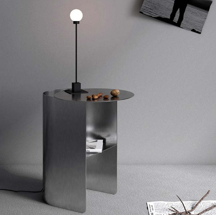 Modern Art Deco Half-Cylinder Steel Side Table