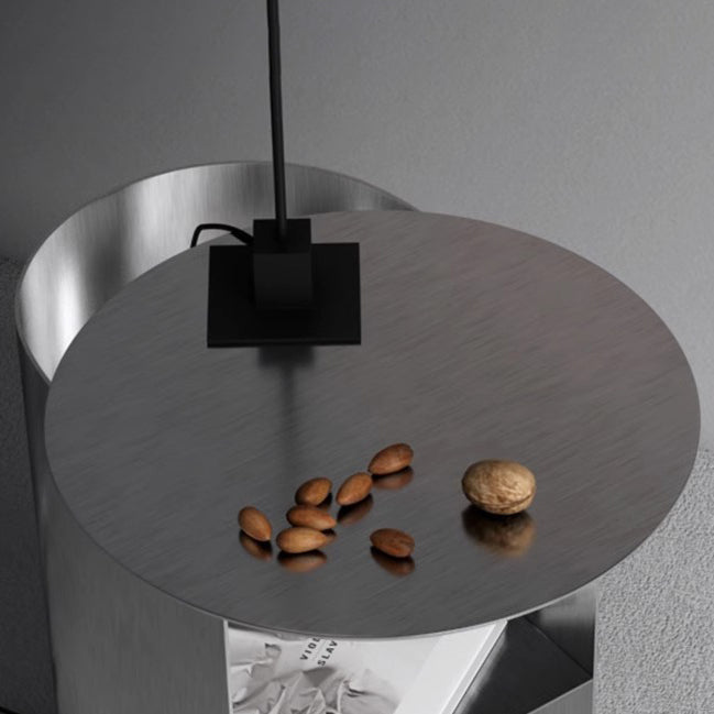 Modern Art Deco Half-Cylinder Steel Side Table