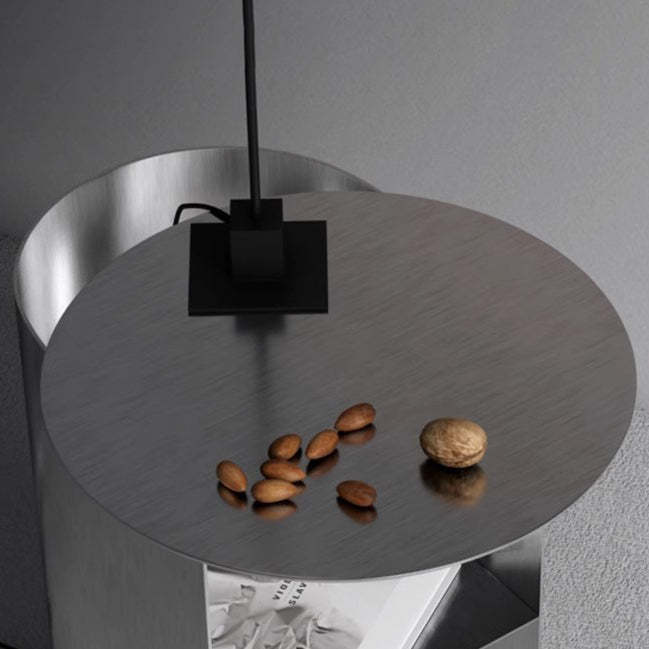 Modern Art Deco Half-Cylinder Steel Side Table