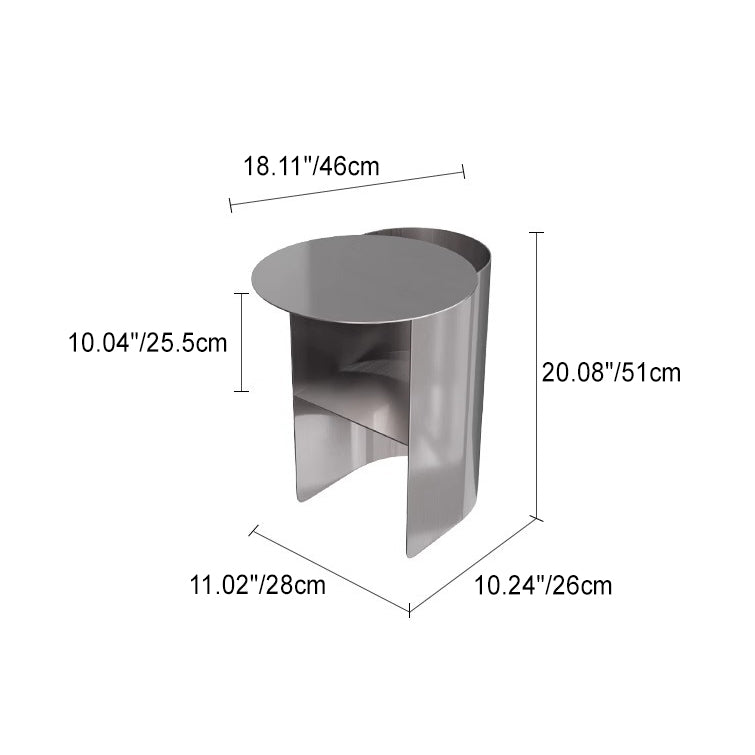 Modern Art Deco Half-Cylinder Steel Side Table