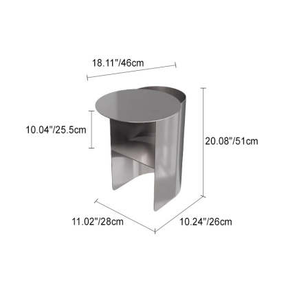 Modern Art Deco Half-Cylinder Steel Side Table