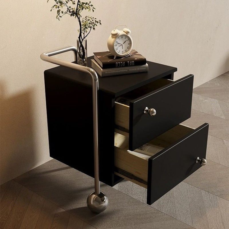 Modern Stainless Steel 2-Drawer Nightstand