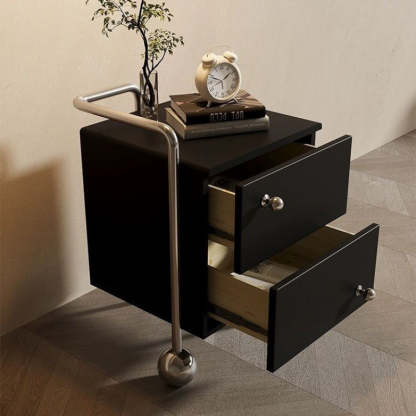 Modern Stainless Steel 2-Drawer Nightstand