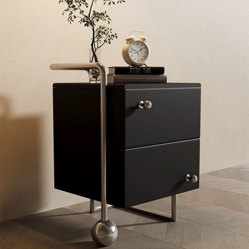 Lighom minimalist 2-drawer stainless steel metal glass nightstands