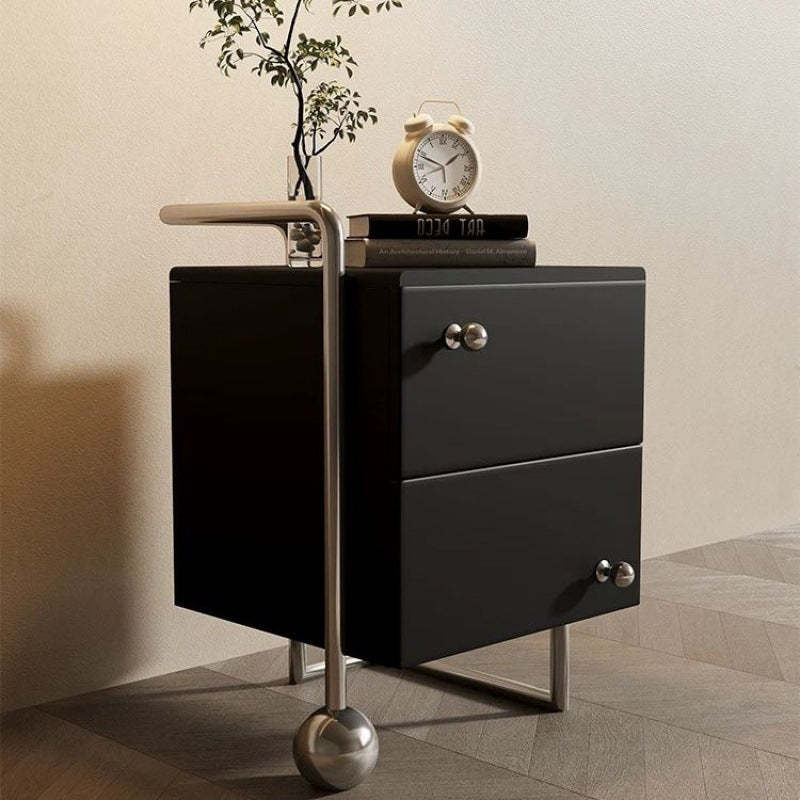 Modern Stainless Steel 2-Drawer Nightstand
