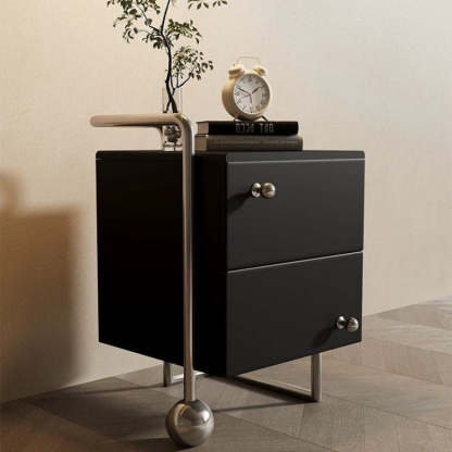 Modern Stainless Steel 2-Drawer Nightstand