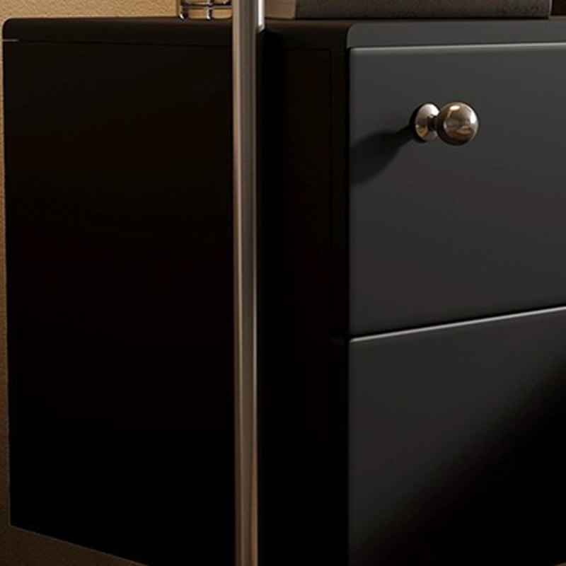 Modern Stainless Steel 2-Drawer Nightstand