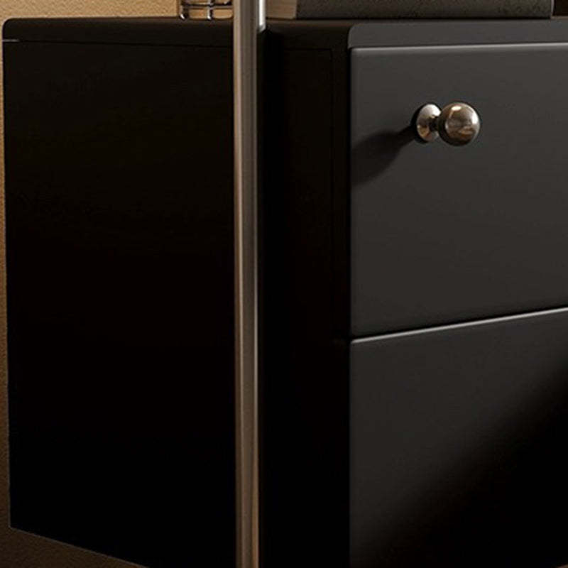 Modern Stainless Steel 2-Drawer Nightstand
