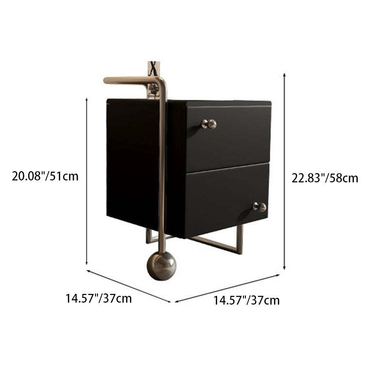 Modern Stainless Steel 2-Drawer Nightstand