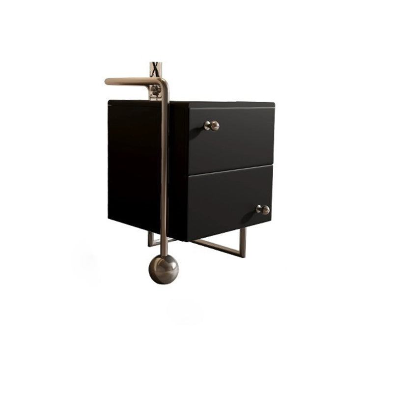 Modern Stainless Steel 2-Drawer Nightstand