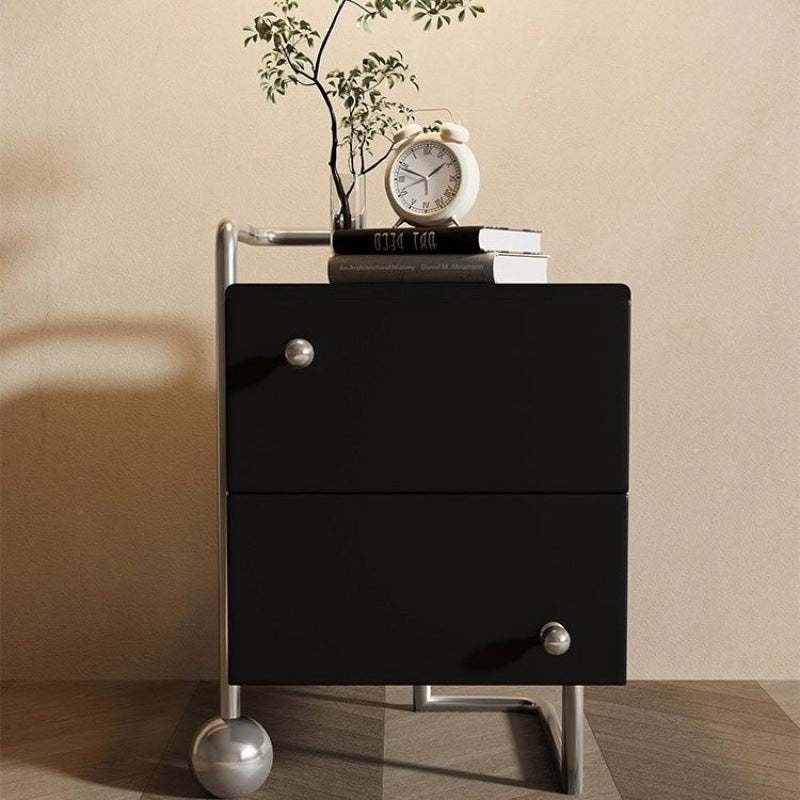 Modern Stainless Steel 2-Drawer Nightstand