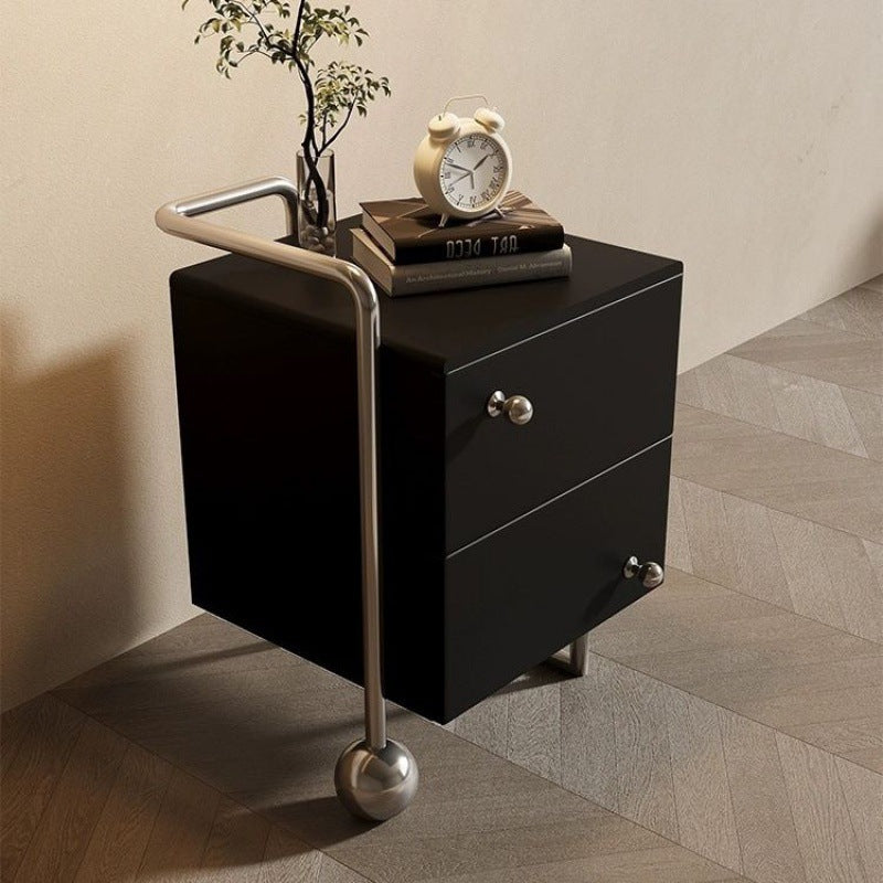 Modern Stainless Steel 2-Drawer Nightstand