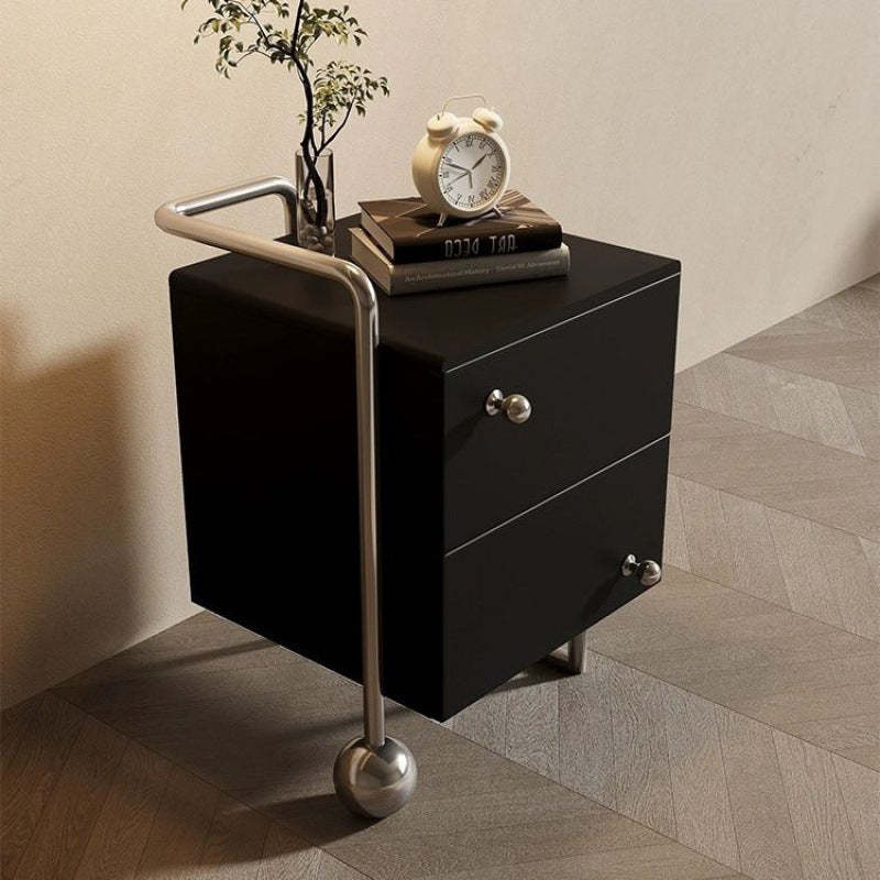 Modern Stainless Steel 2-Drawer Nightstand